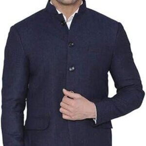 WINTAGE Men's Tweed Casual and Festive Blazer Coat Jacket Navy Blue s38